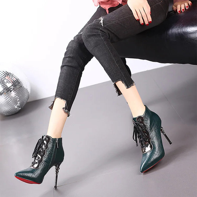 Funki Findz | Boots | Women's High Heeled Lace-up Ankle Boots