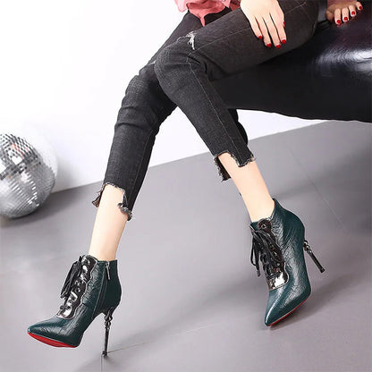 Funki Findz | Boots | Women's High Heeled Lace-up Ankle Boots