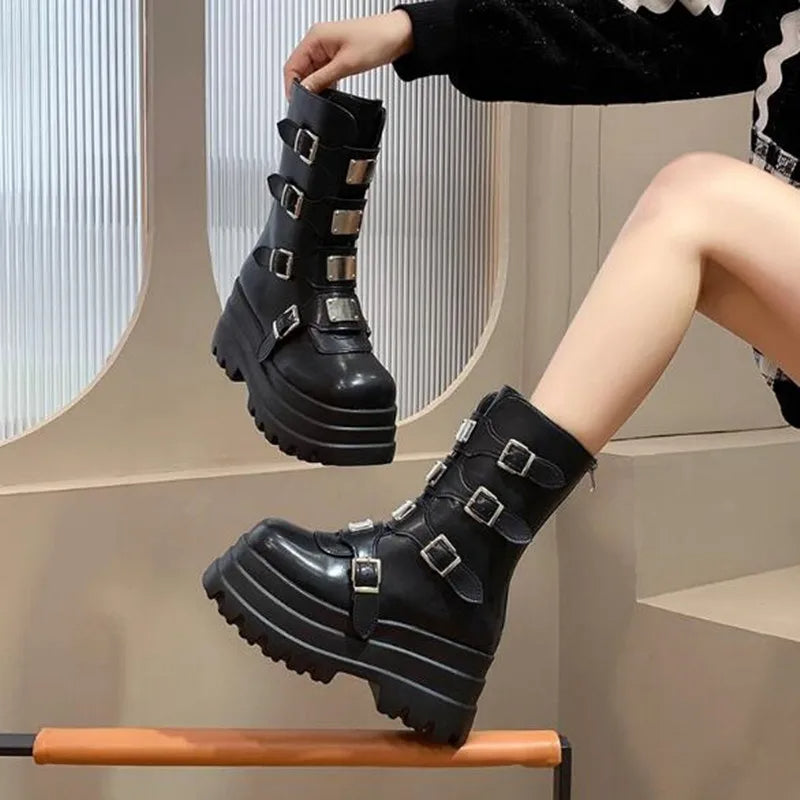 Funki Findz | Boots | Women's Gothic Metal Plate Platform Boots