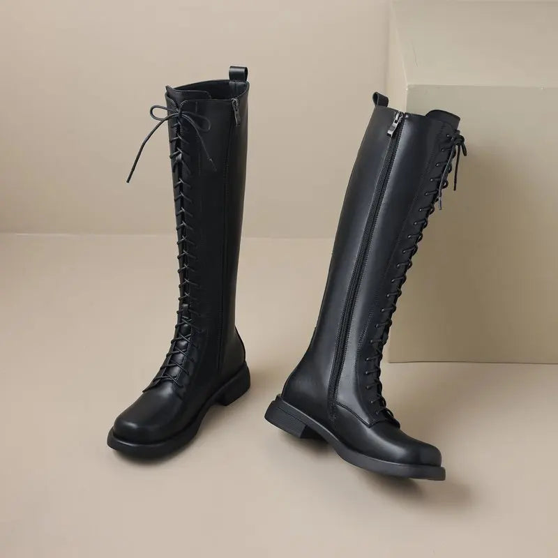 Funki Findz | Boots | Women's Real Leather Lace Up Riding Boot