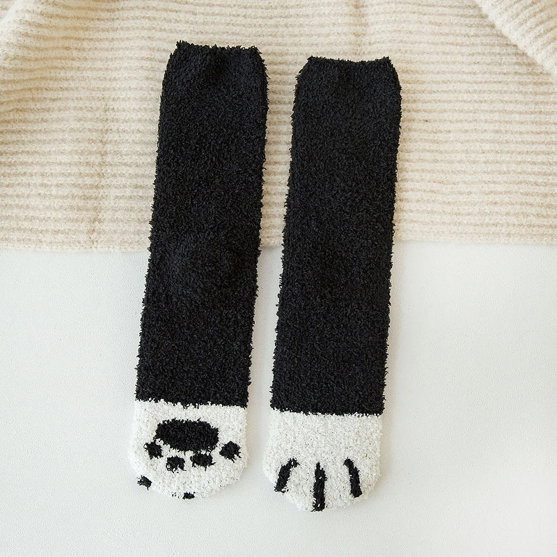 Funki Findz | Socks | Unisex Fuzzy Warm Paw Print Socks 6 Pcs