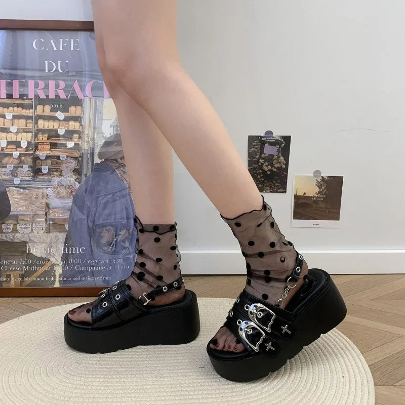 Funki Findz | Shoes | Women's Chunky Gothic Wedge Slides