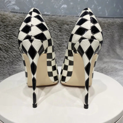 Funki Findz | Shoes | Women's Black and White Checkered Stilettos