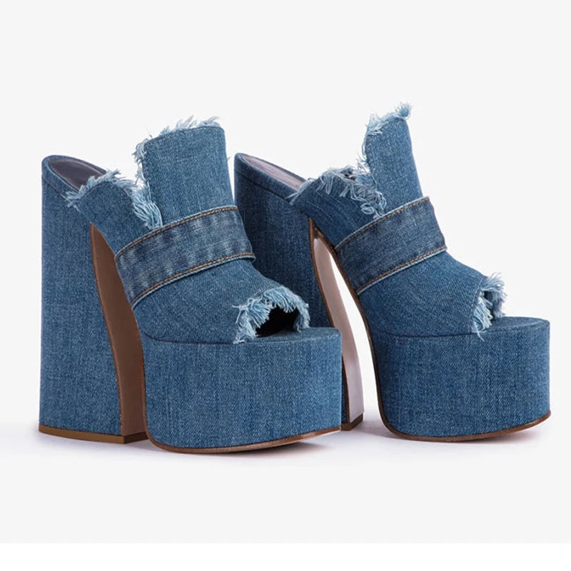 Funki Findz | Shoes | Denim Design Plaform Summer Sandals
