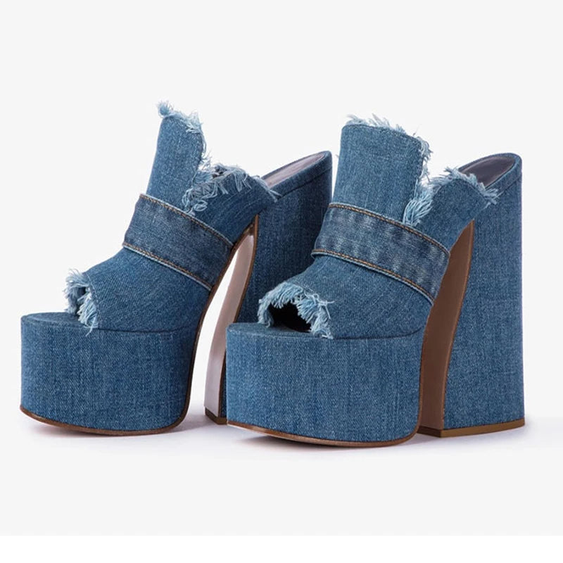 Funki Findz | Shoes | Denim Design Plaform Summer Sandals