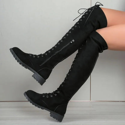 Funki Findz | Boots | Women's Lace Up Over Knee Suede Boots