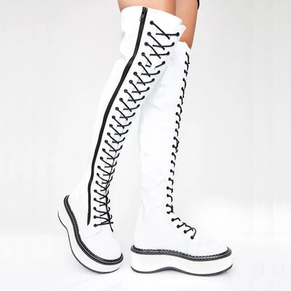 Funki Findz | Boots | Women's Over Knee Lace Up Platform Boot