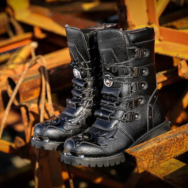 Funki Findz | Boots | Men's Gothic Punk Buckle Strap Biker Boots