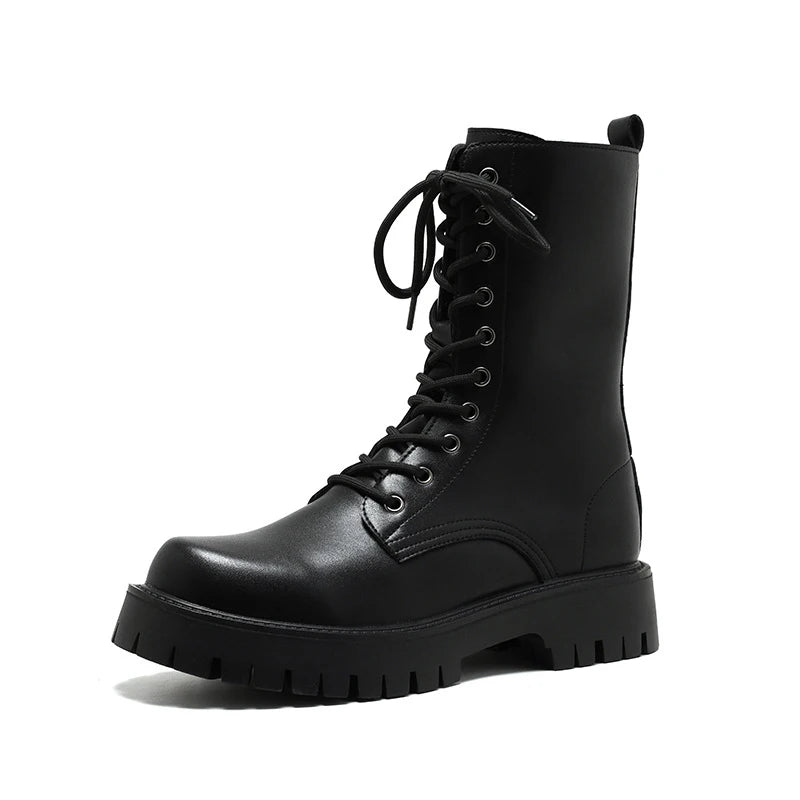 Funki Findz | Boots | Men's Lace Up Mid-Calf Biker Boots