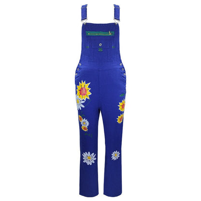 Funki Findz | Pants | Women's Denim Overalls Sunflower Print