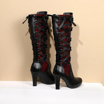 Funki Findz | Boots | Women's Ribbon Lace Up Platform Boots