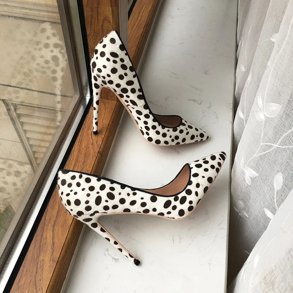Funki Findz | Shoes | Women's White Black Spotted Heels