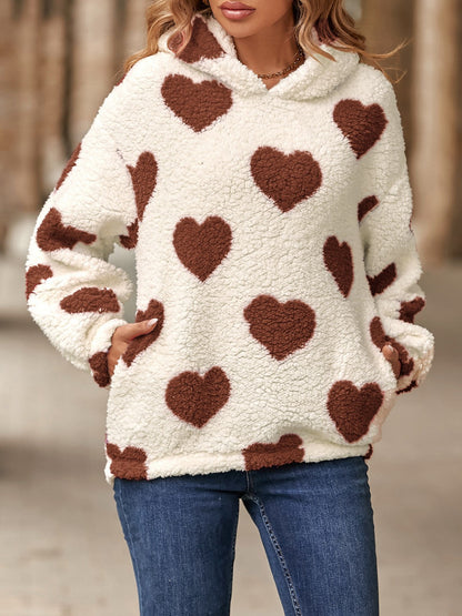 Funki Findz | Sweaters | Women's Fuzzy Heart Pocketed Hoodie