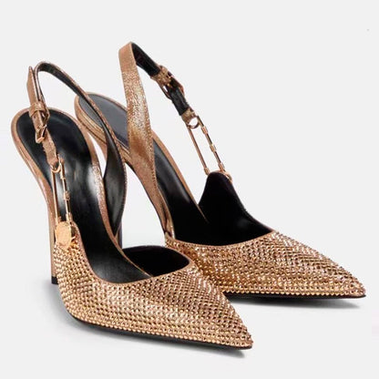 Funki Findz | Shoes | Women's Metallic Beaded High Slingbacks