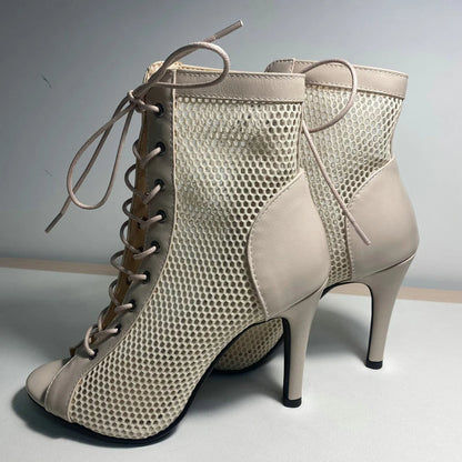 Funki Findz | Boots | Women's Mesh Peep Toe Stiletto Booties