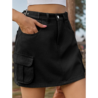 Funki Findz | Skirts | Women's Short Denim Skirt with Pockets