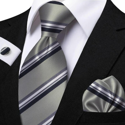 Funki Findz | Neckties | Men's Classic Striped Jacquard Tie Set