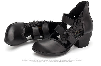 Funki Findz | Shoes | Women's Gothic Leather Low Heel Wedges