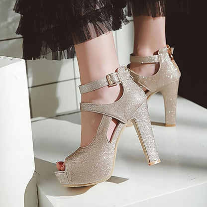 Funki Findz | Shoes | Women's Sequin Peep Toe Platform Sandal