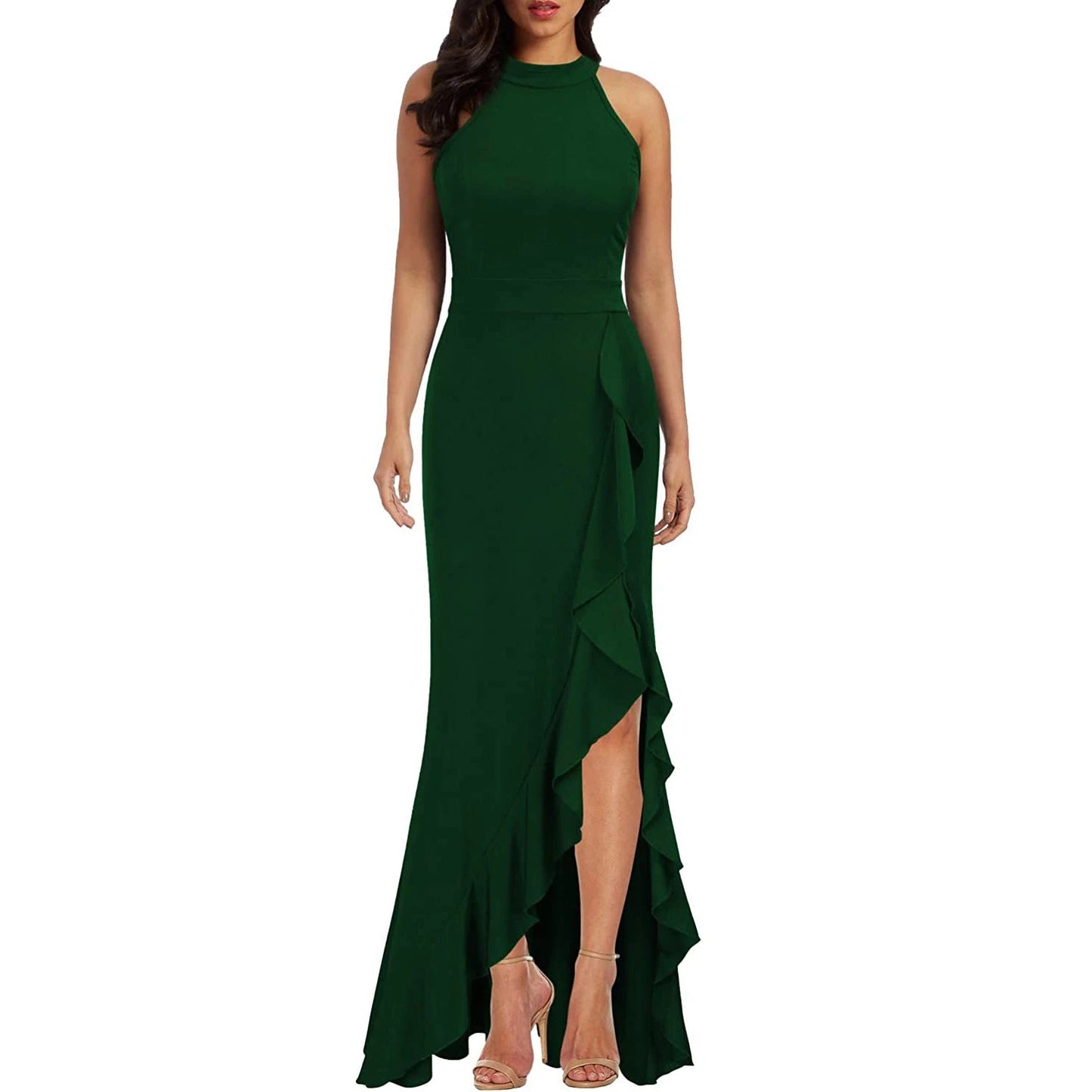 Funki Findz | Dresses | Women's High Split Ruffled Hem Long Dress