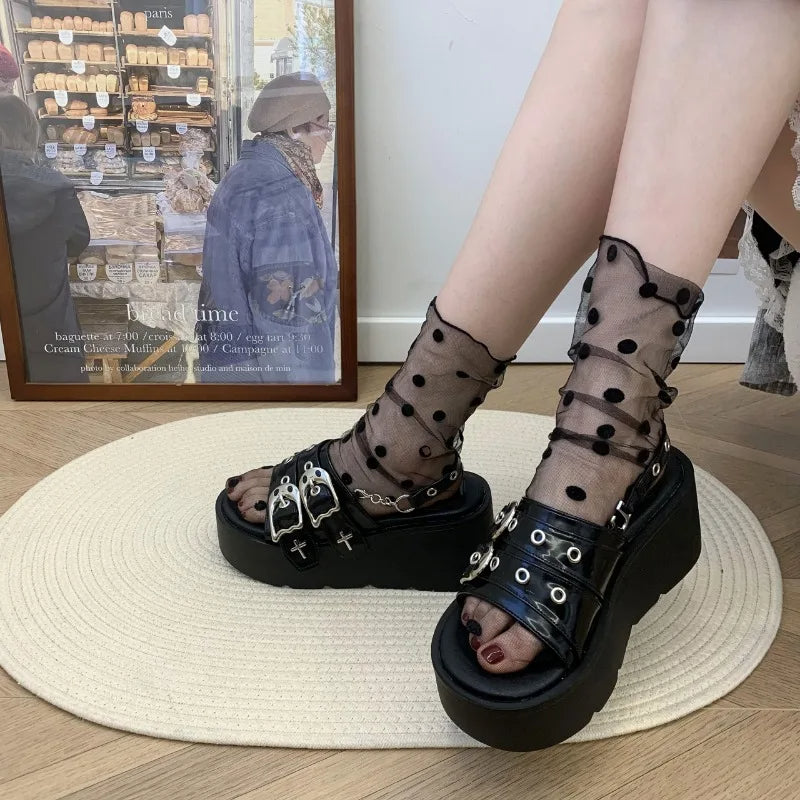 Funki Findz | Shoes | Women's Chunky Gothic Wedge Slides