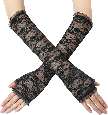 Funki Findz | Gloves | Women's Long Lace Fingerless Gloves