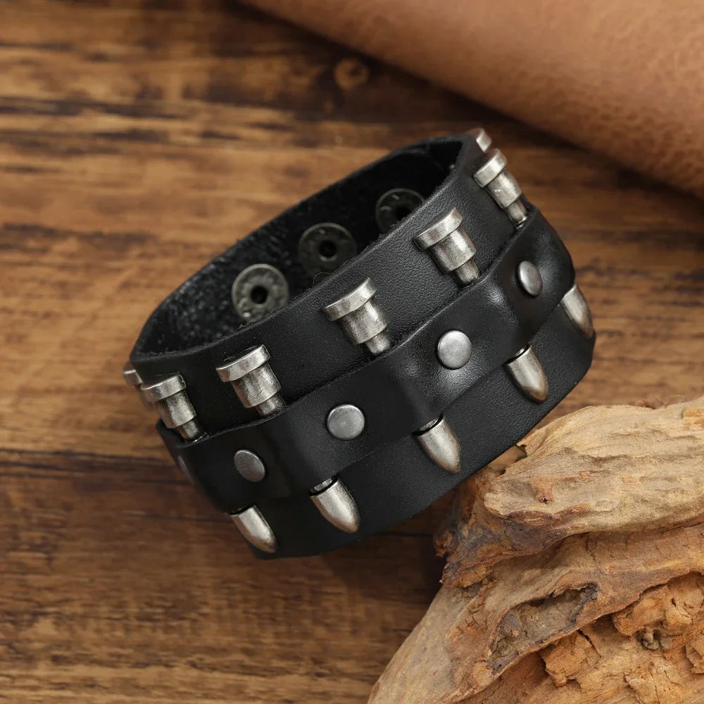 Funki Findz | Bracelets | Unisex Leather Gothic Wristband