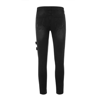 Funki Findz | Pants | Men's Punk Skinny Denim Buckle Jeans