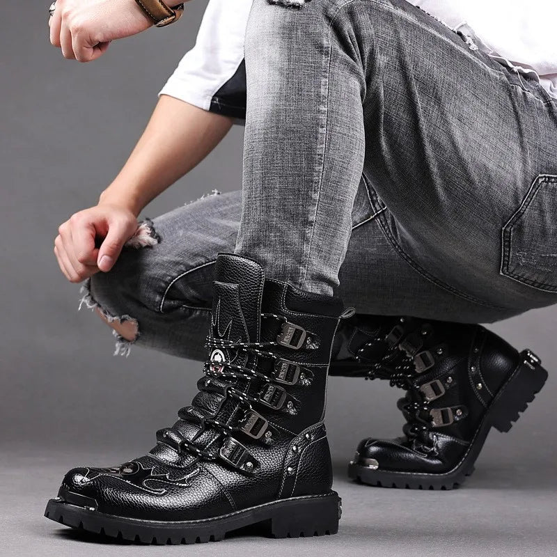 Funki Findz | Boots | Men's Gothic Punk Buckle Strap Biker Boots