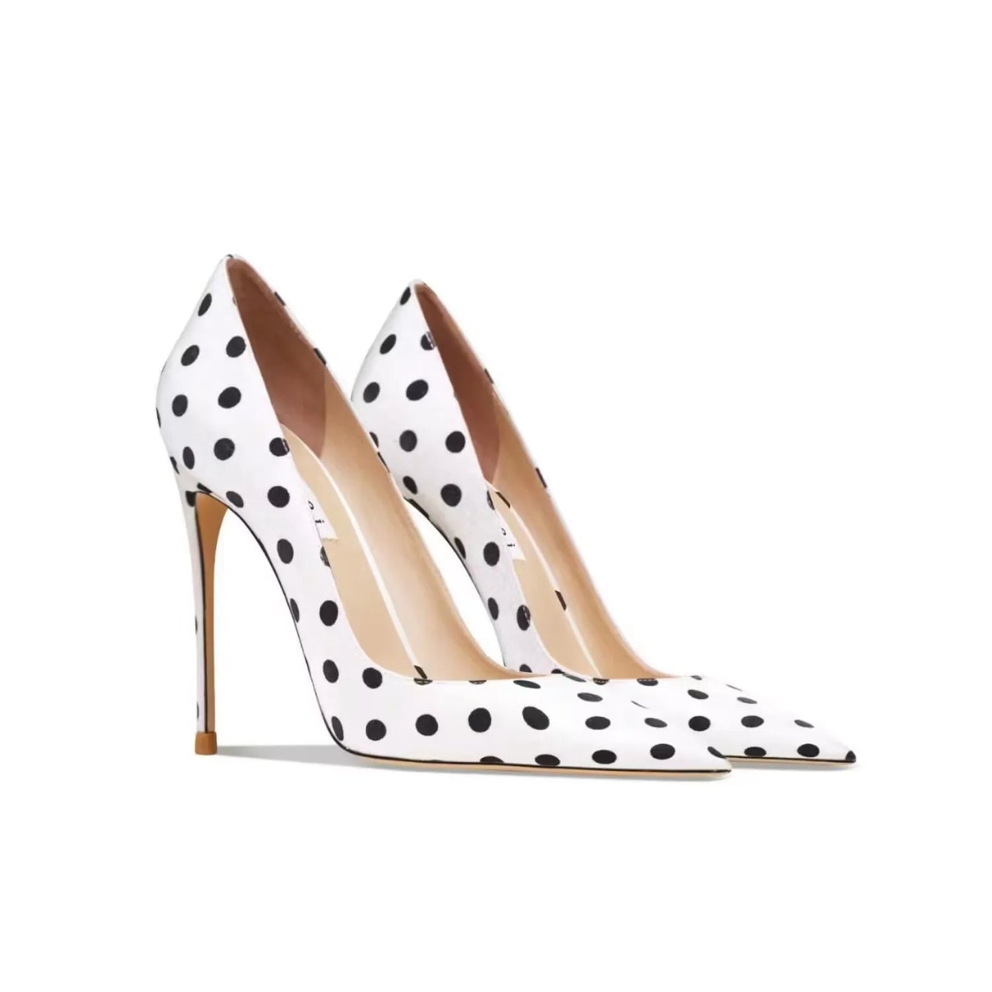 Funki Findz | Shoes | Women's Silk Polka Dot Pointed Toe Heels