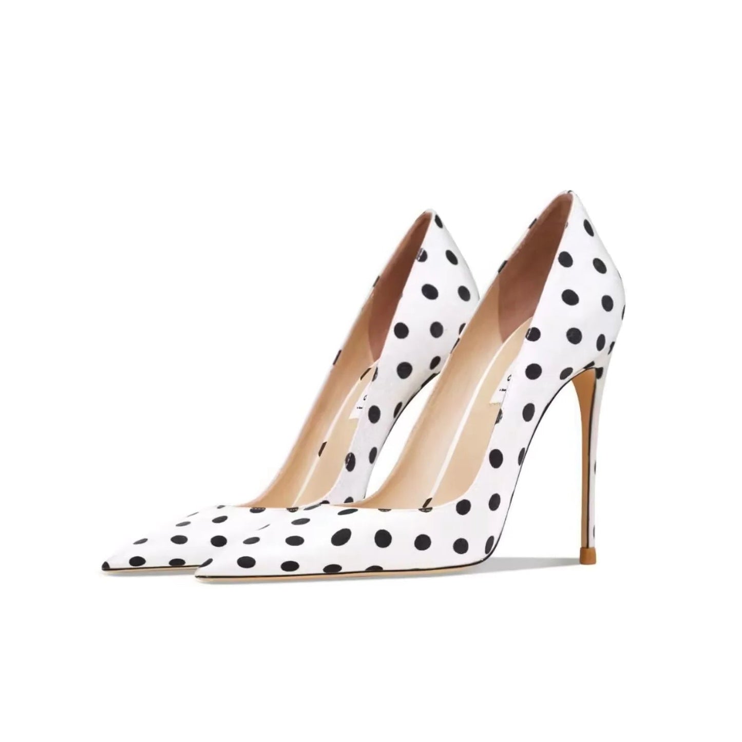 Funki Findz | Shoes | Women's Silk Polka Dot Pointed Toe Heels