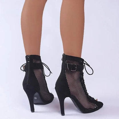 Funki Findz | Boots | Women's Mesh Lace Up Buckle Ankle Boots