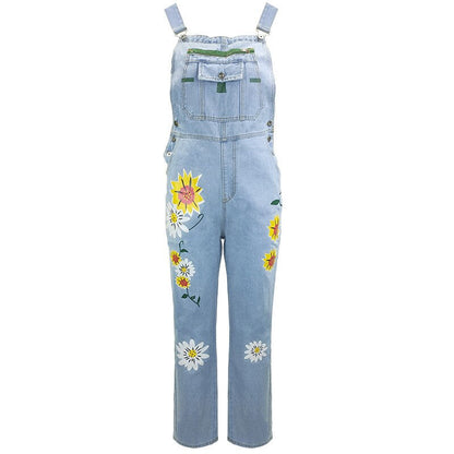 Funki Findz | Pants | Women's Denim Overalls Sunflower Print