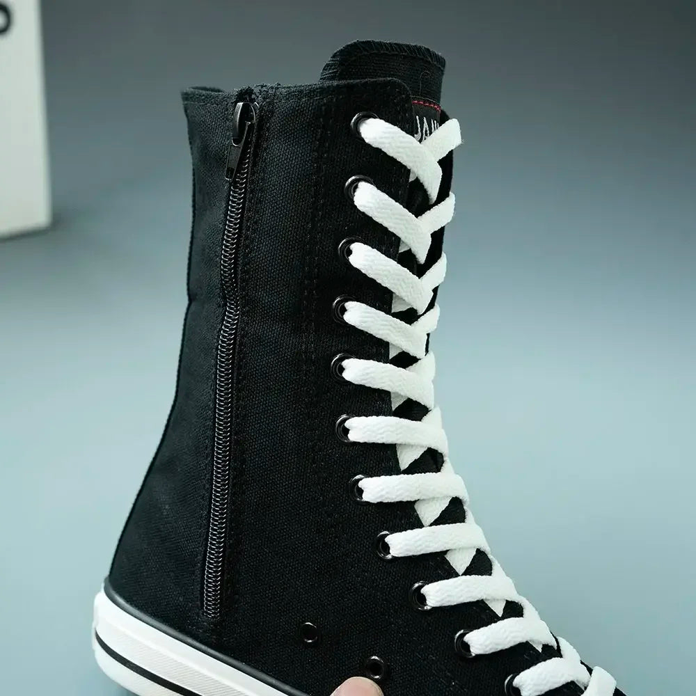 Funki Findz | Boots | Women's Calf-High Flat Canvas Sneakers