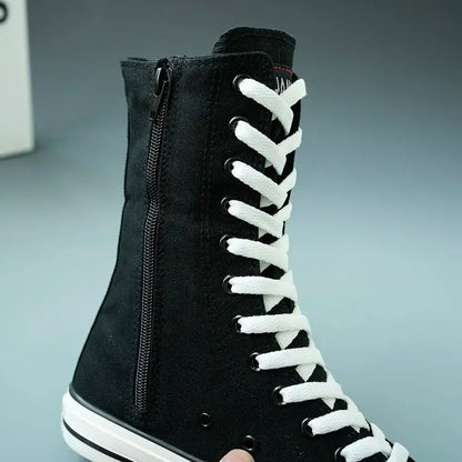 Funki Findz | Boots | Women's Calf-High Flat Canvas Sneakers