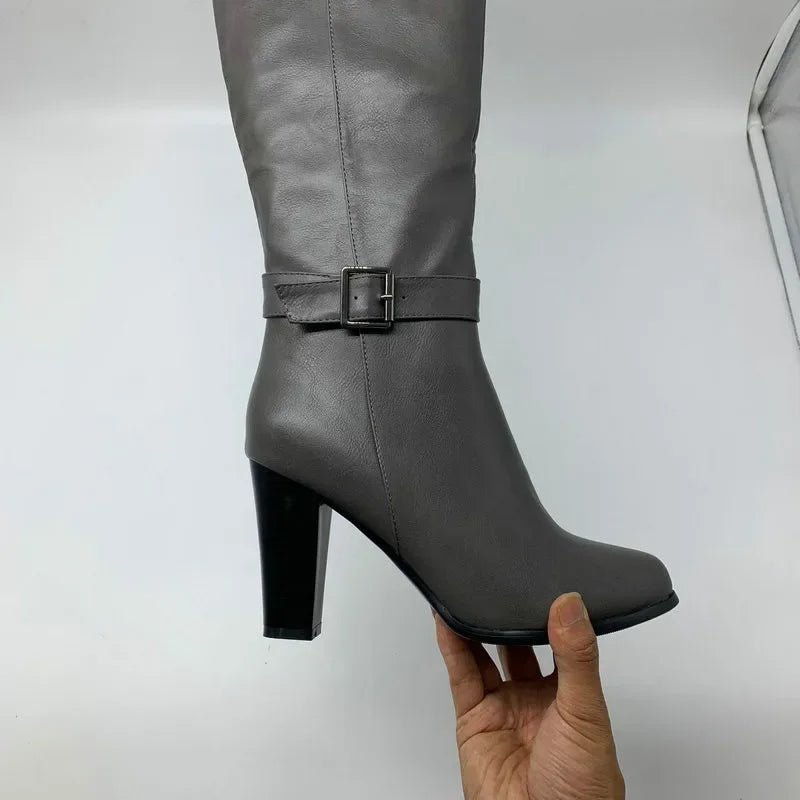 Funki Findz | Boots | Women's High Block Heeled Pull On Boots