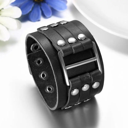 Funki Findz | Bracelets | Unisex Leather Studded Wristband