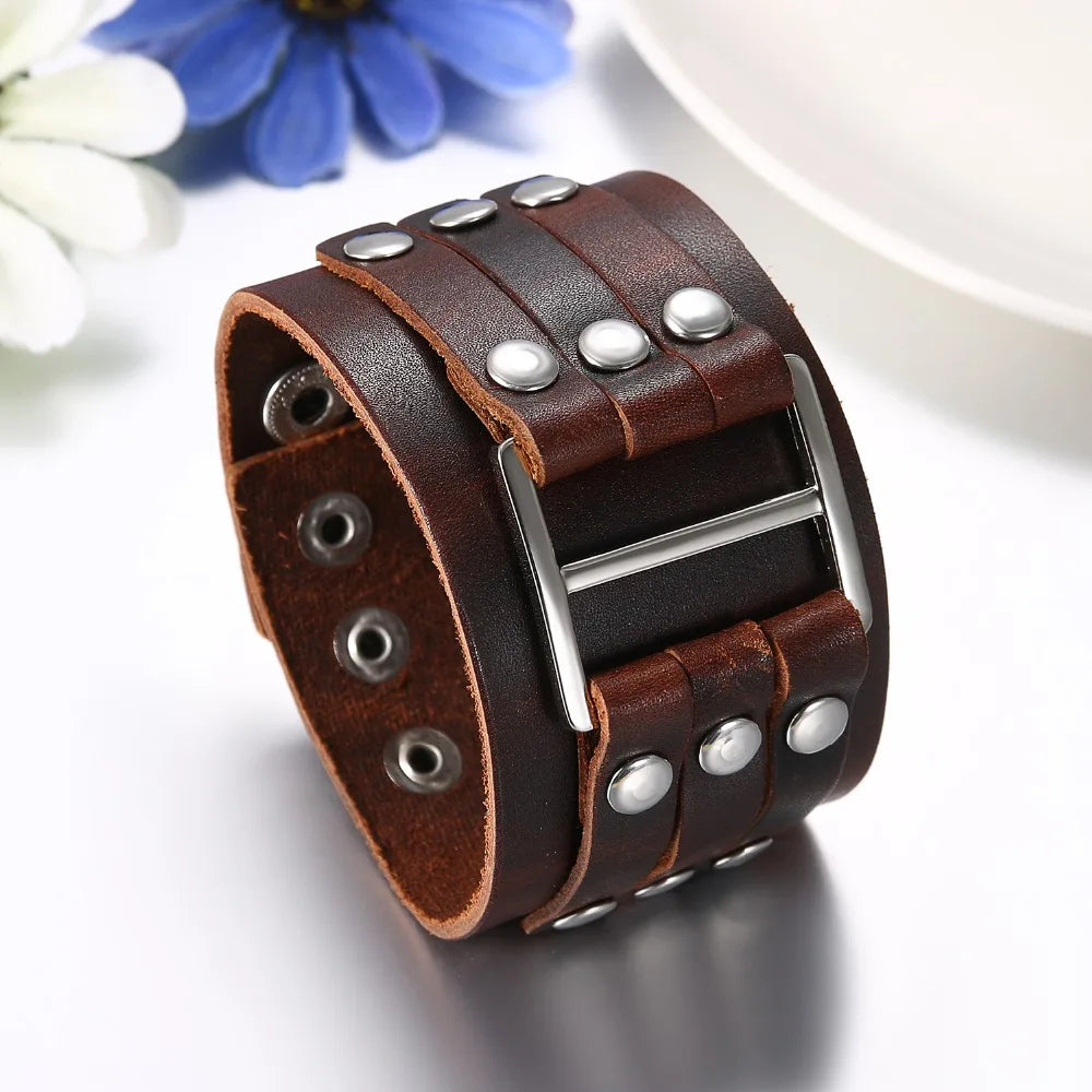 Funki Findz | Bracelets | Unisex Leather Studded Wristband