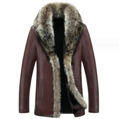 Funki Findz | Jackets | Men's Real Leather Warm Fur Collar Coat