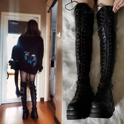 Funki Findz | Boots | Women's Gothic Over Knee Platform Boots