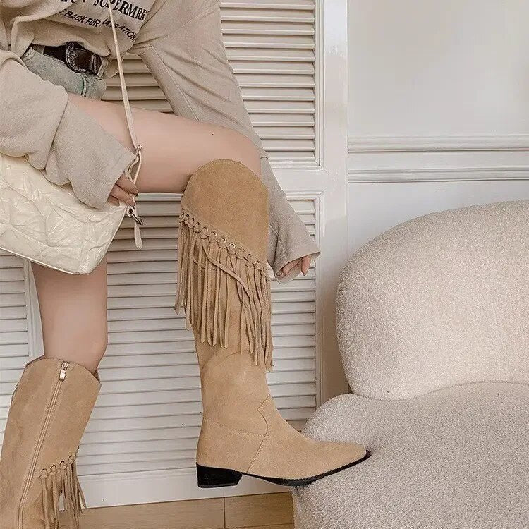 Funki Findz | Boots | Women's Suede Leather Fringe Boots