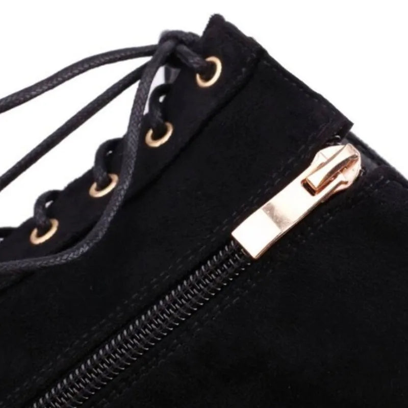 Funki Findz | Boots | Women's Suede Lace Up Stiletto Short Boot