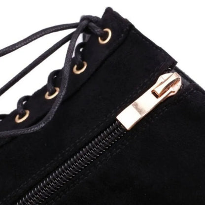 Funki Findz | Boots | Women's Suede Lace Up Stiletto Short Boot