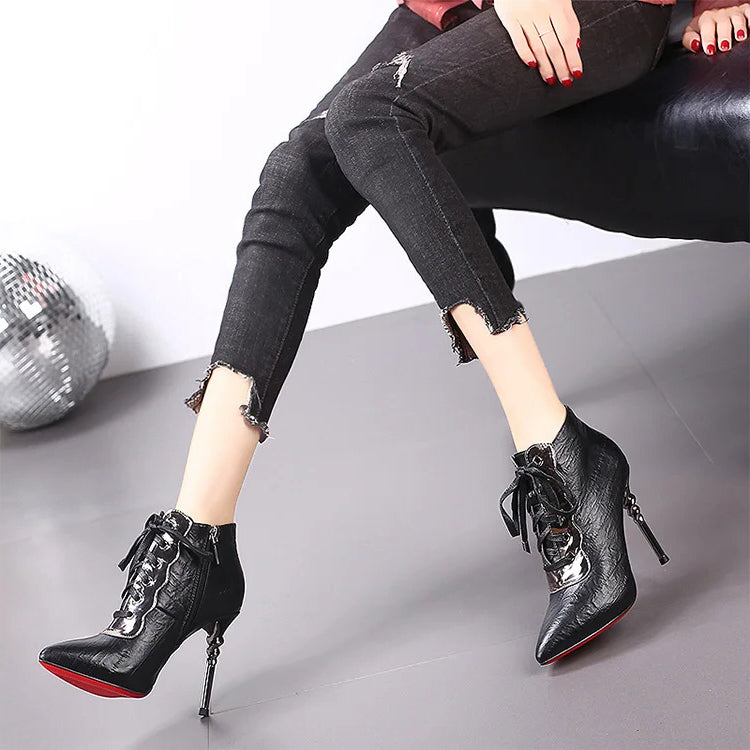 Funki Findz | Boots | Women's High Heeled Lace-up Ankle Boots