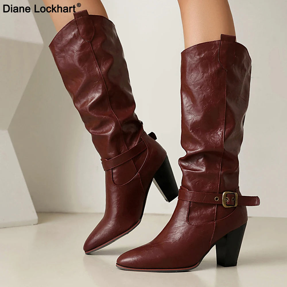 Funki Findz | Boots | Women's Pull On High Block Heeled Boots
