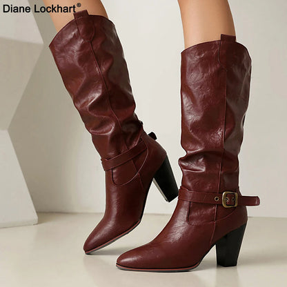 Funki Findz | Boots | Women's Pull On High Block Heeled Boots