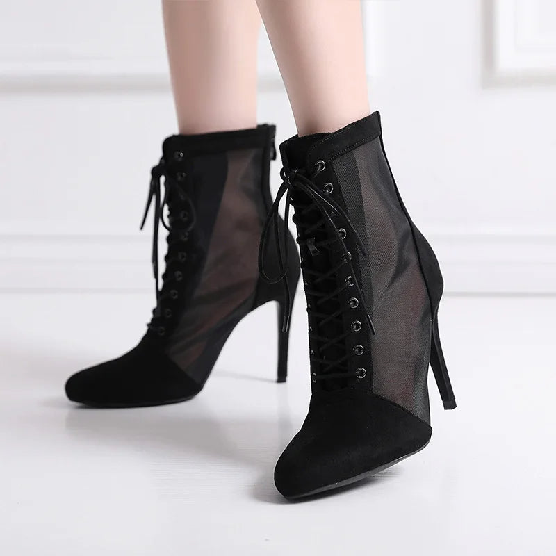 Funki Findz | Boots | Women's Mesh Stiletto Latin Dance Boots