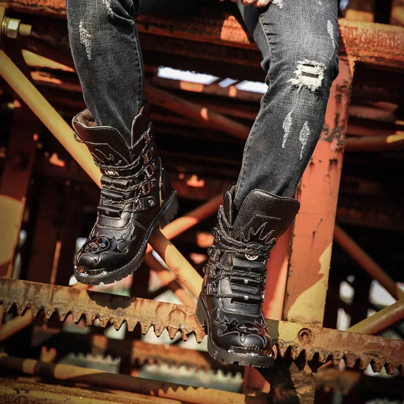 Funki Findz | Boots | Men's Gothic Punk Buckle Strap Biker Boots