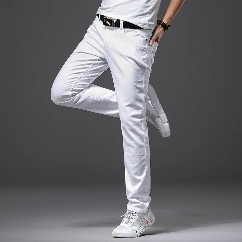 Funki Findz | Pants | Men's Fashion Slim Fit White Stretch Jeans