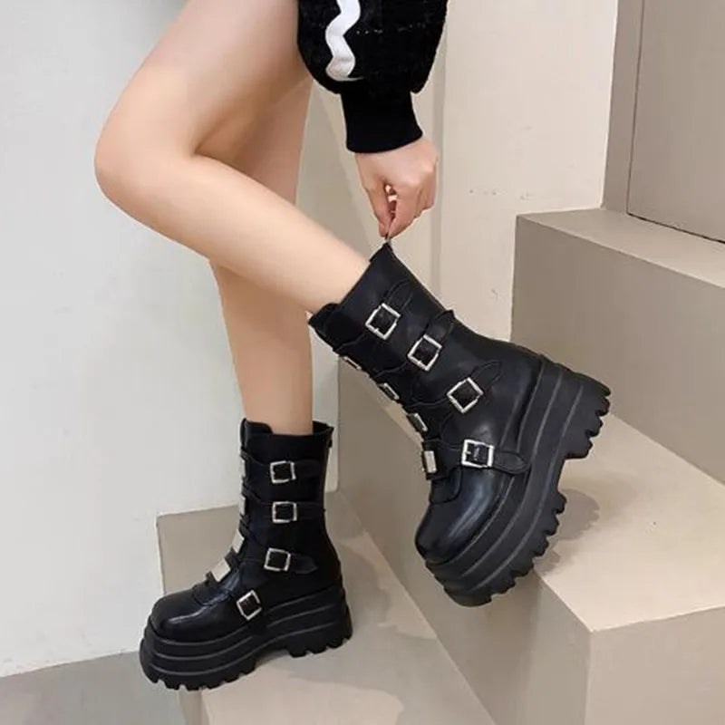 Funki Findz | Boots | Women's Gothic Metal Plate Platform Boots